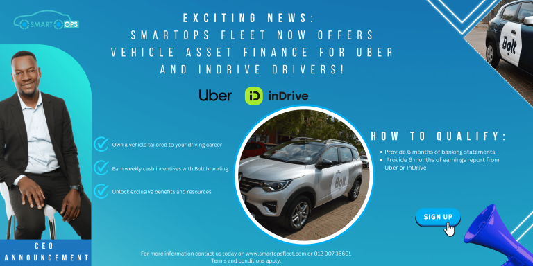 Exciting News: SmartOps Fleet Now Offers Vehicle Asset Finance for Uber and InDrive Drivers!